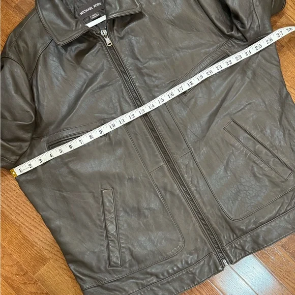 Michael Kors Men's Dark Brown Leather Jacket Coat Multiple Pockets XXL - Picture 15 of 16
